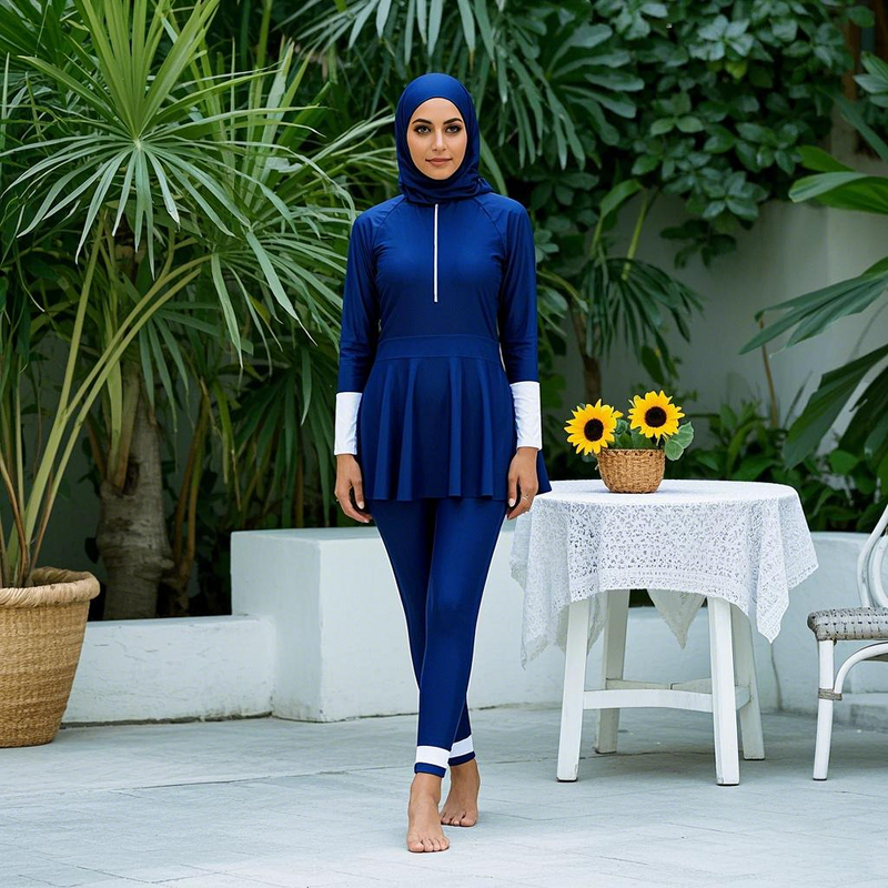 Swimsuit Manufacturer - Full Covered Hijab 3 Pcs Long Sleeve Top Pants for Muslim Women