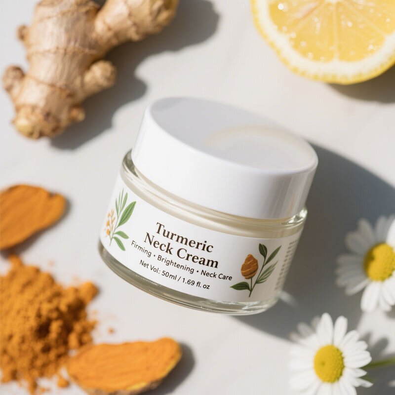 Neck Cream Manufacturer - Private Label Turmeric Kojic Acid Firming with Retinol Collagen Hyaluronic Acid