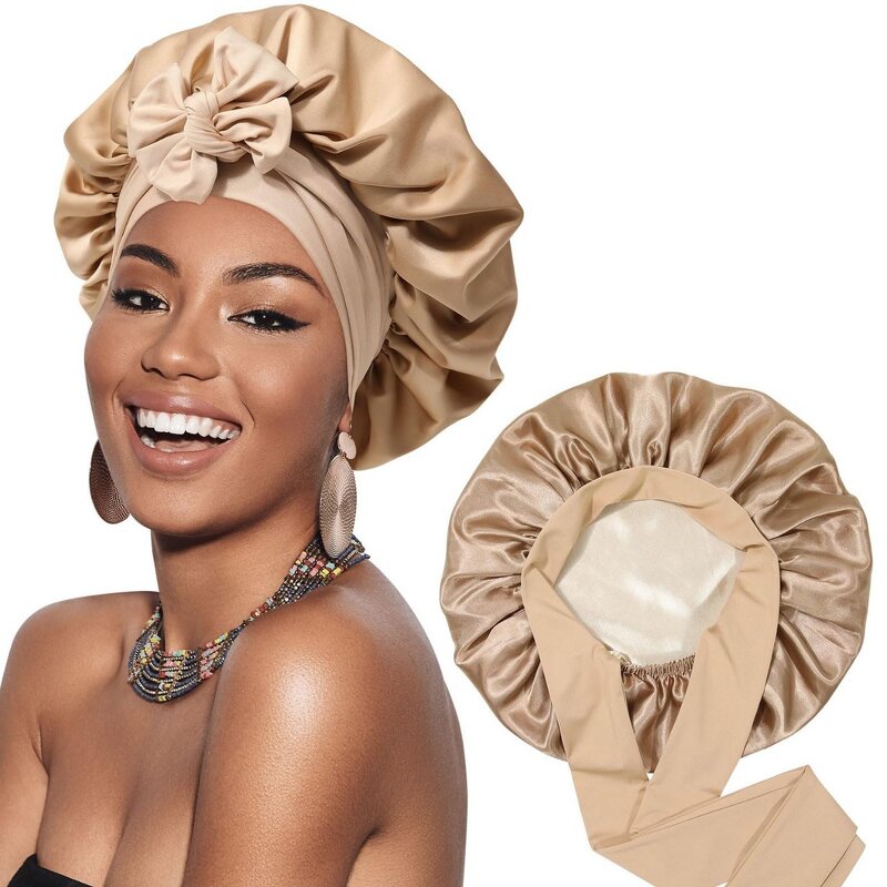 Sleep Cap Manufacturer - Large Wide Band Satin Adjustable Bonnet for Curly Hair