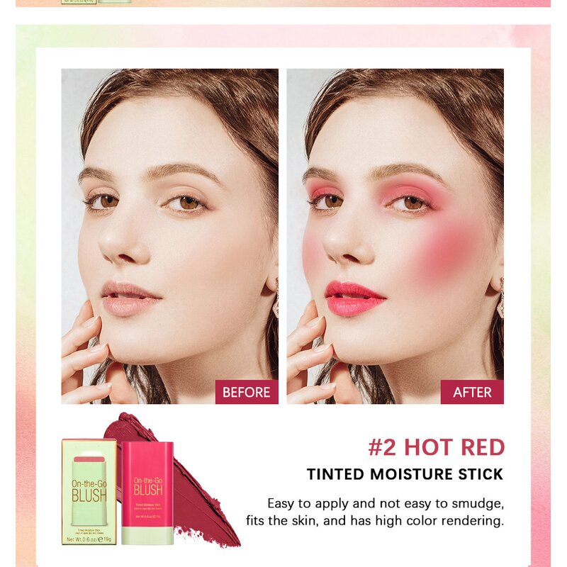 Blush Stick Manufacturer - Vegan Cosmetic Face Glow Cream En Barra Custom Logo