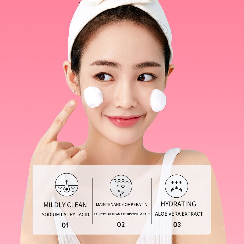 Facial Cleanser Manufacturer - Oem Skincare Whitening Organic Mousse Visage Makeup Remover Rose Foam Face Wash