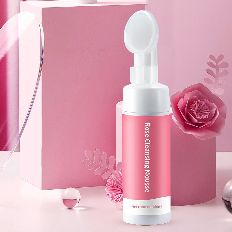 Facial Cleanser Manufacturer - Oem Skincare Whitening Organic Mousse Visage Makeup Remover Rose Foam Face Wash