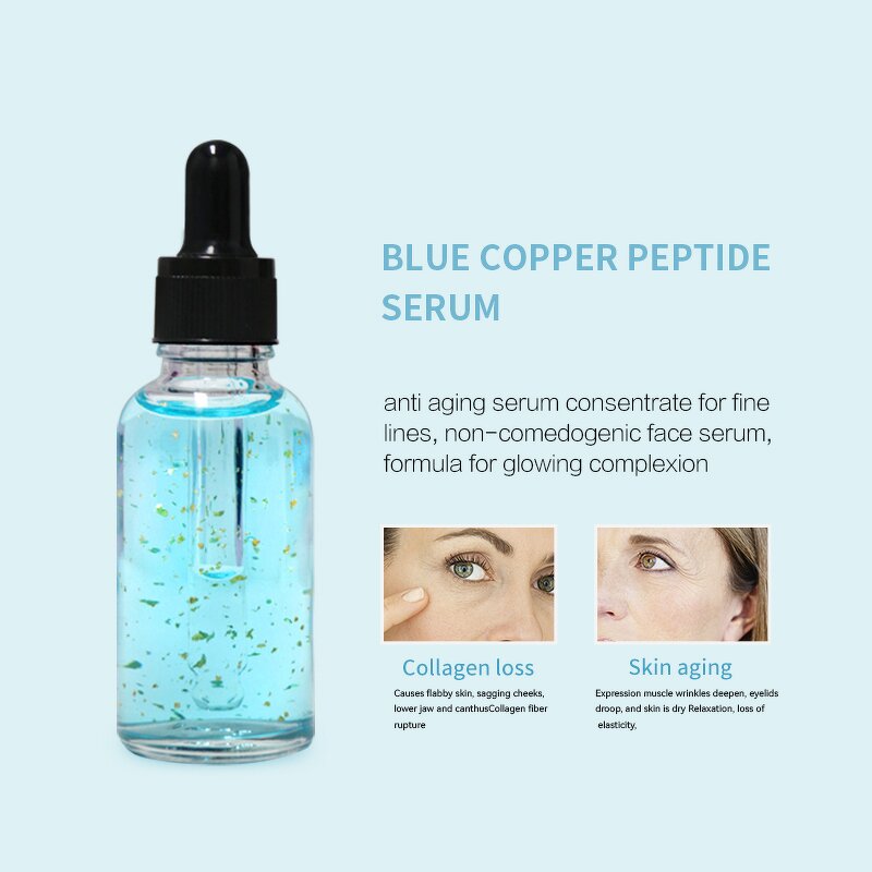 Face Serum Manufacturer - OEM Private Label GHK-Cu Whitening Organic Collagen 24K Gold Blue Copper Peptide