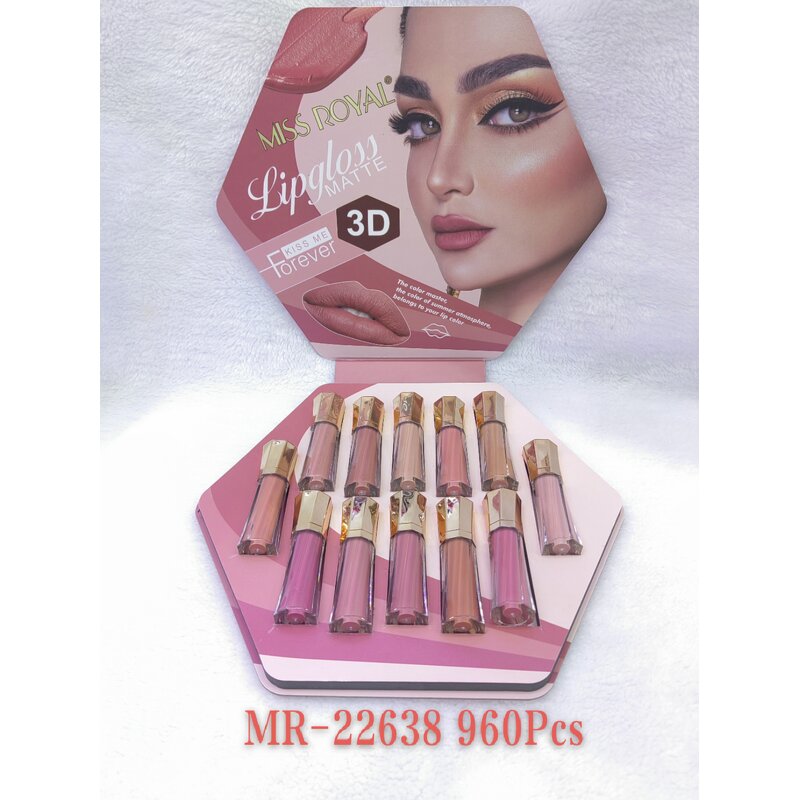 Lipgloss Set Manufacturer - Miss Royal 12 Colors Matte - Vegan Heart Cover