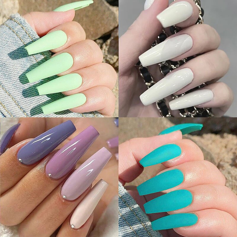 Nail Tips Set Manufacturer - 24 Grids Box Coffin Almond - Softgel Multi Color Press on