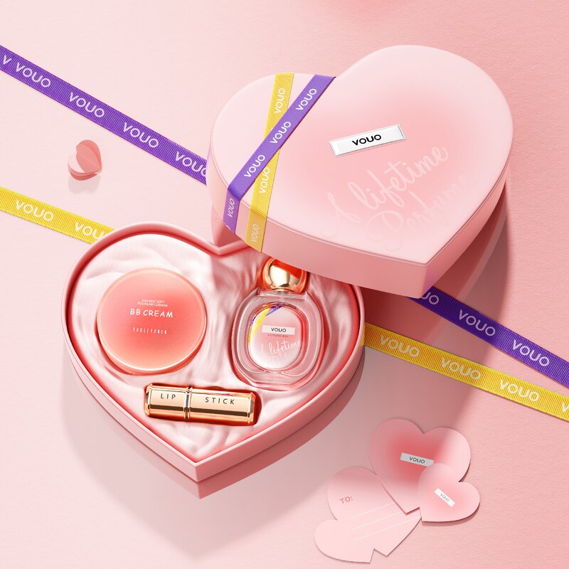 Perfume Set Manufacturer - Heart Box I Love You - Lipstick 2 in 1 Valentine's Day Gift