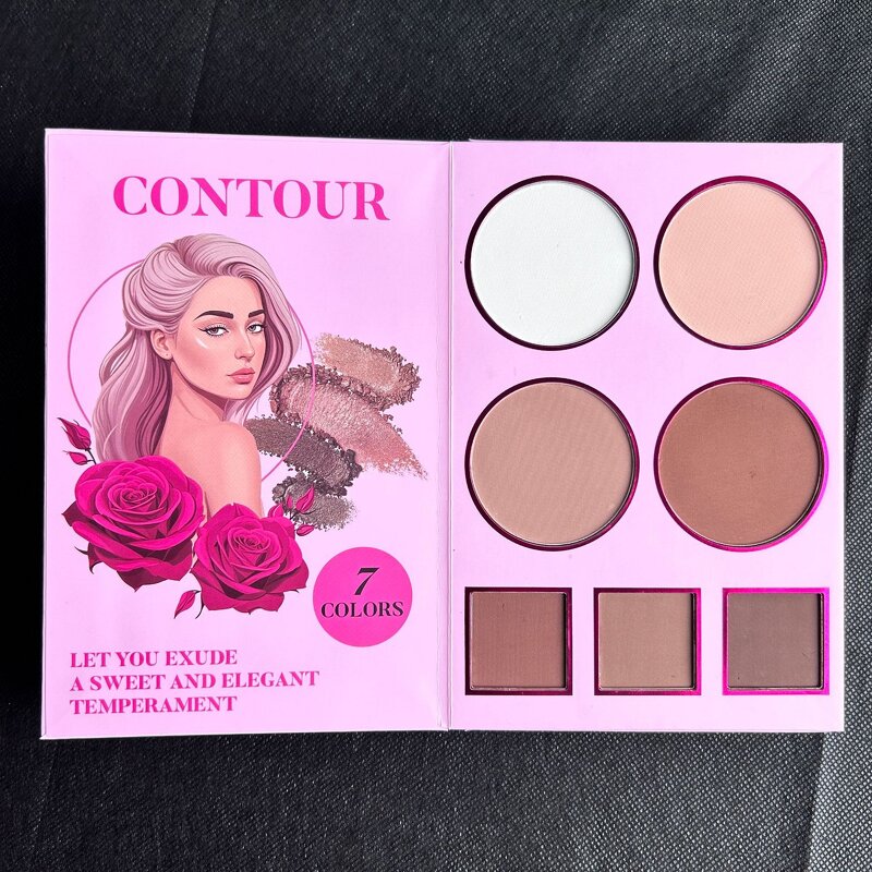 Makeup Book Manufacturer - Factory Price Low MOQ 4 In1 - Plush Highlighter Press Powder