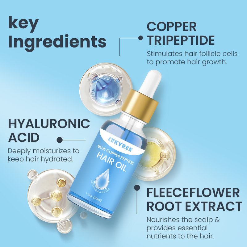 Hair Growth Oil Manufacturer - Natural - Ghk-Cu Blue Copper Peptide Hyaluronic Acid Damaged Hair Repair