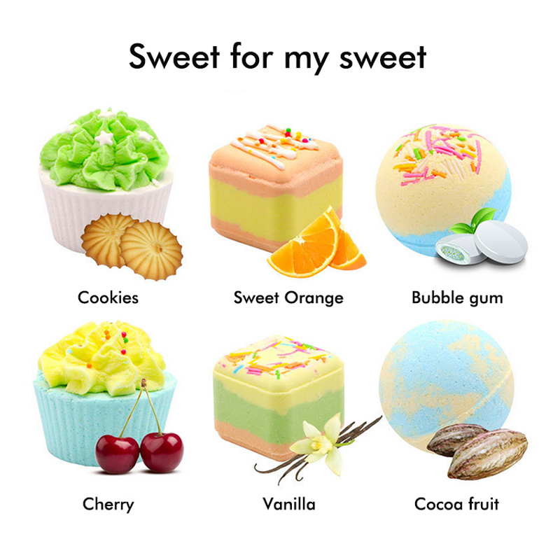 Bath Fizzies Manufacturer - Sweet Orange Cherry Vanilla - Gift Box Relaxing Moisturizing Whitening
