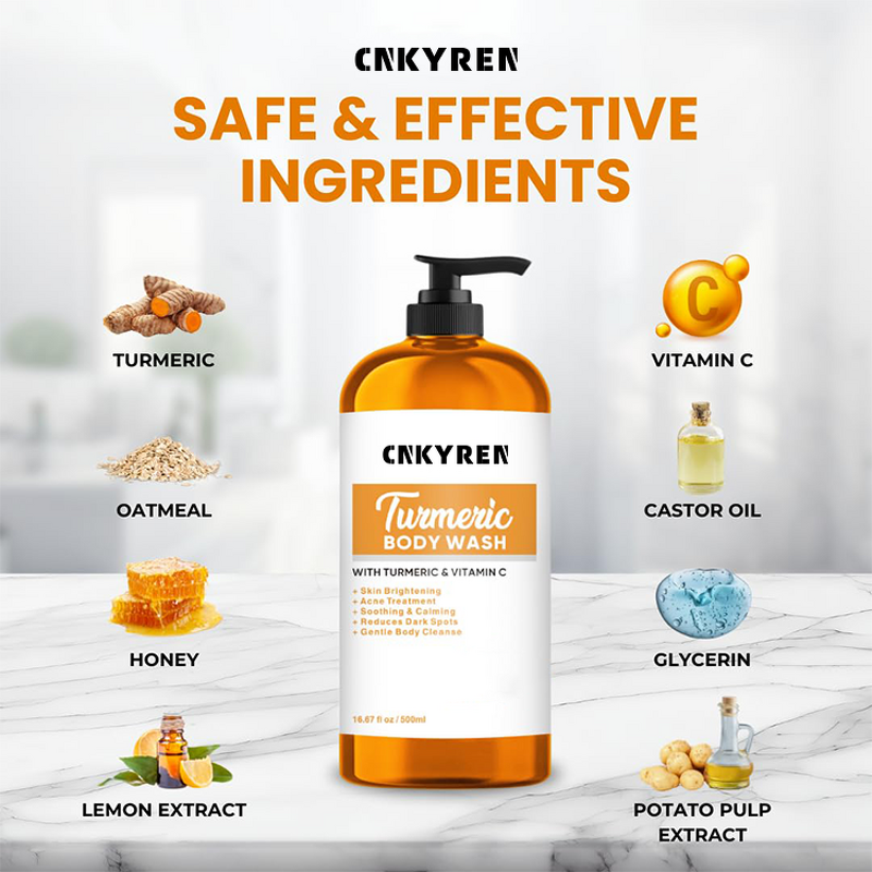 Body Wash Manufacturer - Turmeric - Vitamin C Gentle Gel Cleanse Brightening Acne Reduces Dark Spots