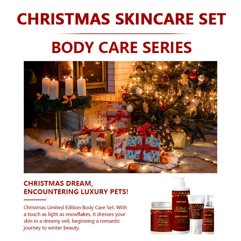 Body Care Gift Set Manufacturer - Christmas Limited Edition - Moisturizing Lotion Exfoliating Scrub Nourishing Balm Body Wash
