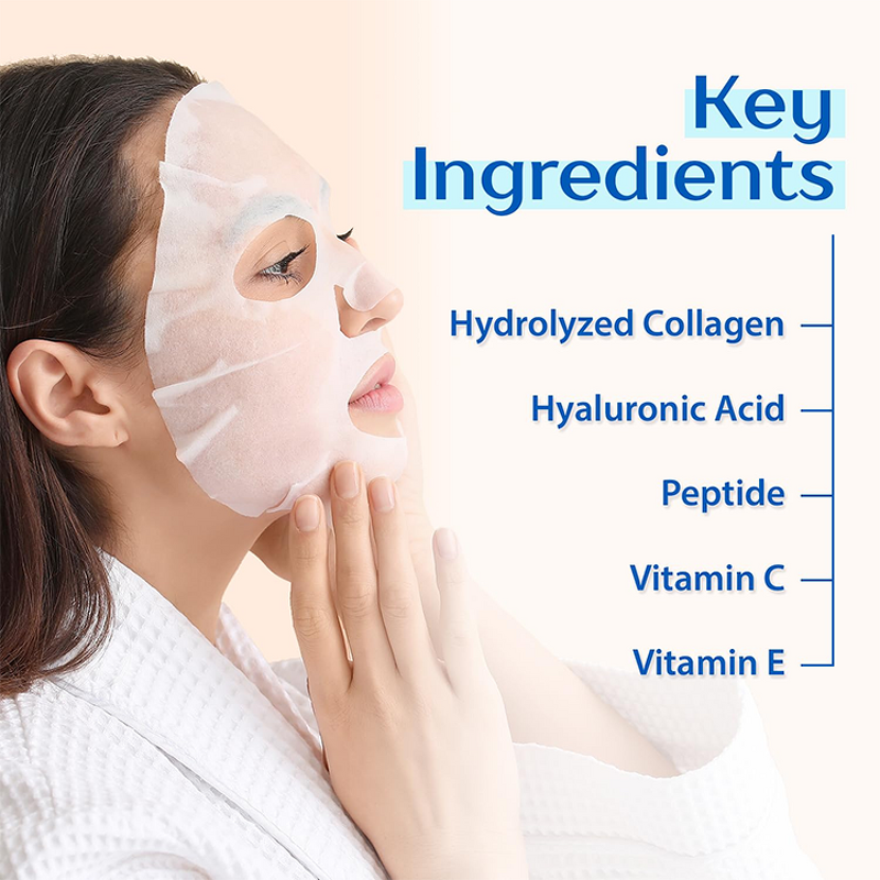 Facial Mask Manufacturer - OEM Deep Hyaluronic Acid - Collagen Vitamin C E Brightening Sheet Custom