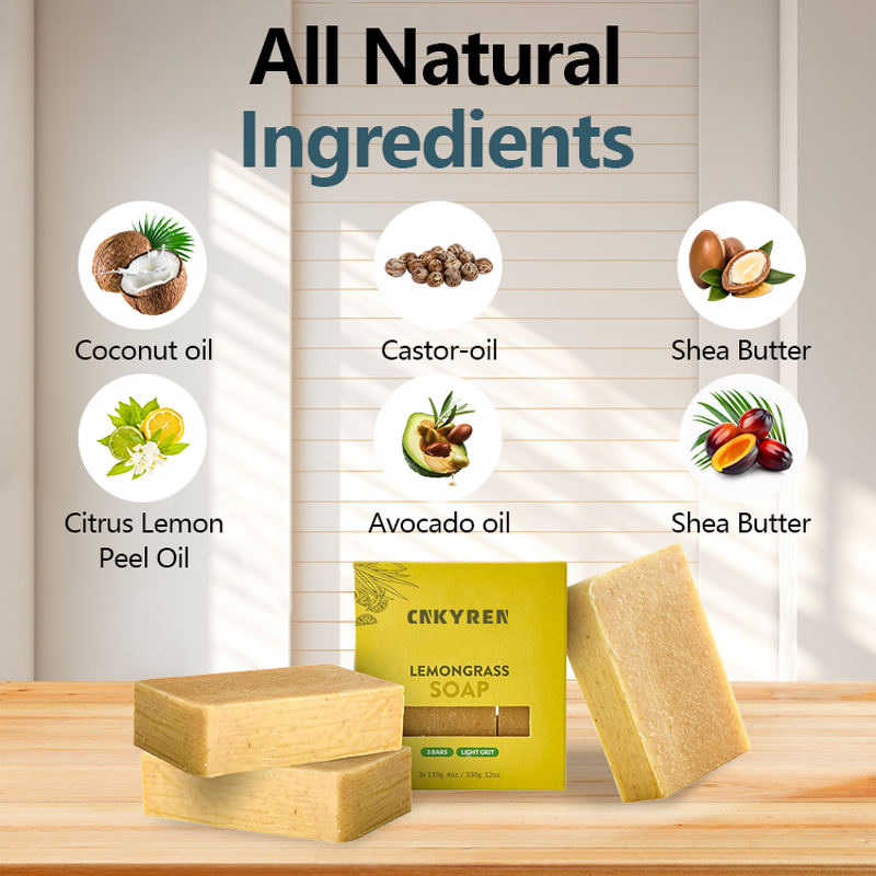 Soap Bar Manufacturer - Lemon Grass - Shea Butter Coconut Citrus Oil Exfoliating Face Body Solid Form