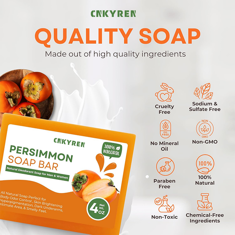 Soap Bar Manufacturer - Organic Persimmon - Body Odor Control Brightening Gentle Dark Areas All Over Body