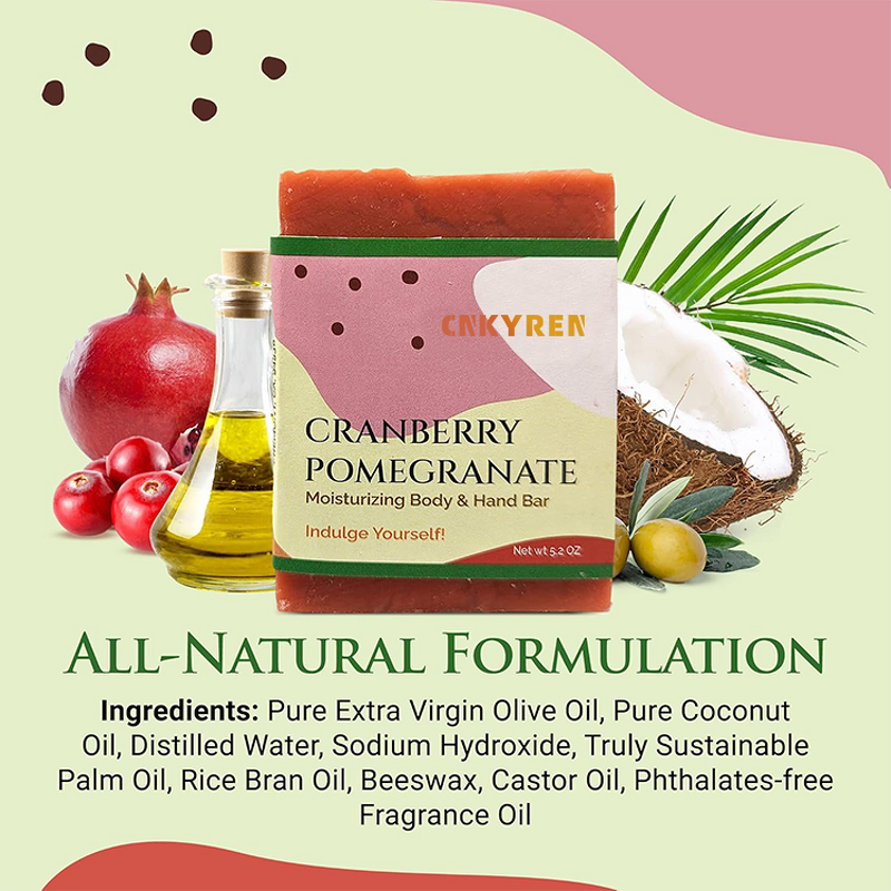 Body Soap Bar Manufacturer - Cranberry Pomegranate - Olive Oil Coconut Oil Beeswax Oil Control Skin Fresh