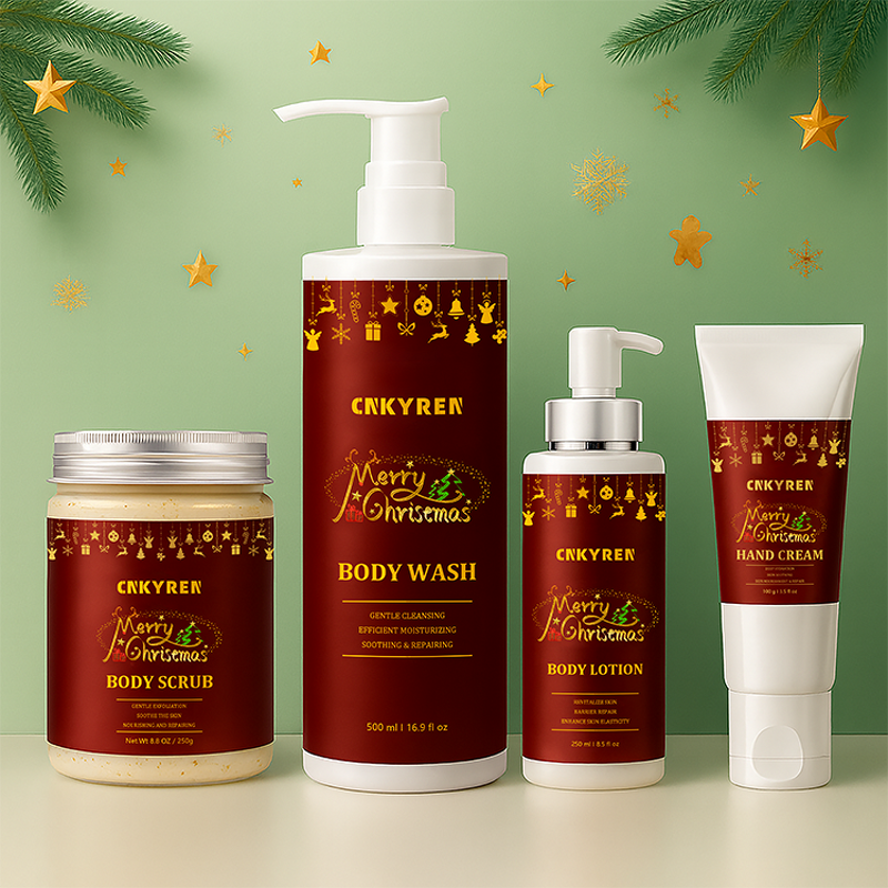 Body Care Gift Set Manufacturer - Christmas Limited Edition - Moisturizing Lotion Exfoliating Scrub Nourishing Balm Body Wash
