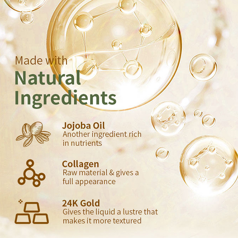 Hair Oil Manufacturer - OEM 24K Gold - Collagen Nourishing Smoothing Damaged Hair Jojoba Oil Growth