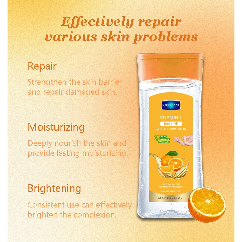 Body Oil Manufacturer - Vitamin C Body Oil for Skin Glowing Whitening Hydrating Olive Oil Body Care