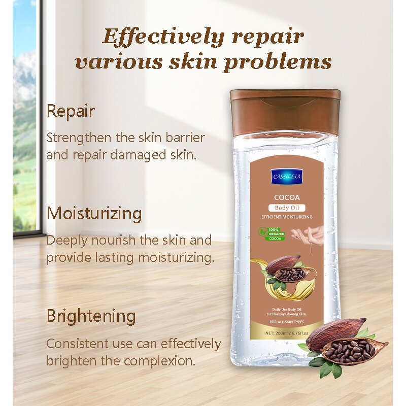 Body Oil Manufacturer - Pure Essential Cocoa Oil Gel Stretch Marks Dry Skin Repairing Brightening Moisturizing