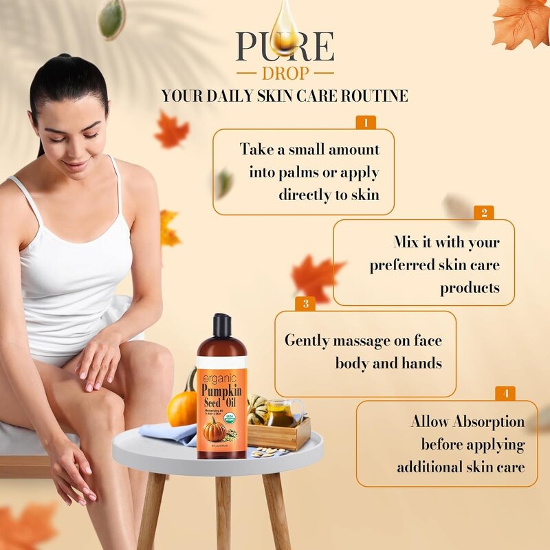 Pumpkin Seed Oil Manufacturer - 100% Pure Organic Moisturizer Unrefined Cold Pressed for Face Hair Body Skin Care Eyelashes & OEM