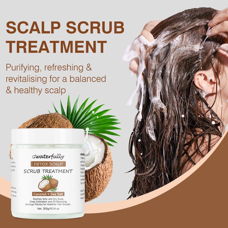Shampoo Manufacturer - Coconut Sea Salt Scrub Hydrating 300ml Salon Refreshing Fluffy Anti-Dandruff Scalp & Private Label