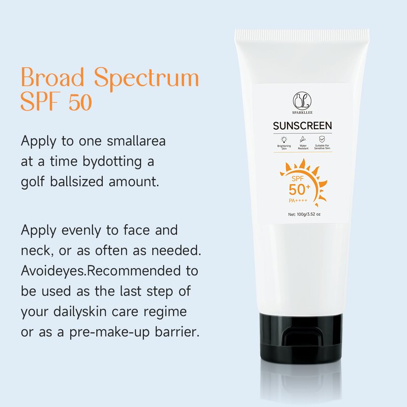 Sunscreen Manufacturer - 100ml Korean Spf 50 with 1% Hyaluronic Acid Mineral Vitamin E for Face Body Skin Care