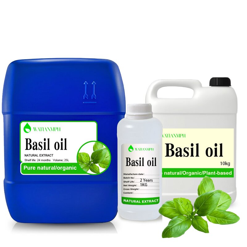 Basil Essential Oil Manufacturer - Top Grade for Skincare All Skin Types Steam Distilled