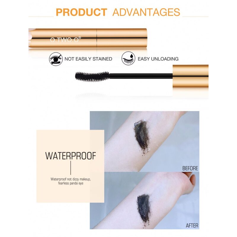 Mascara Manufacturer - New O.TWO.O Double Head Natural Bushy Lengthen Black Lash Fiber Waterproof