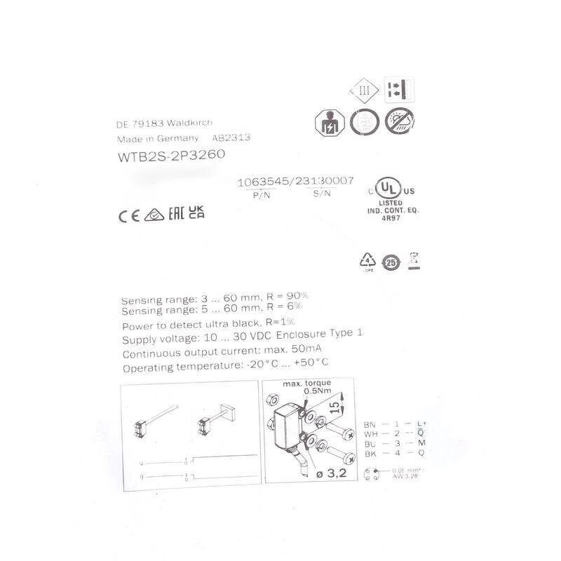 Sensor Manufacturer - WTB2S-2P3260 1063545 - Original Genuine