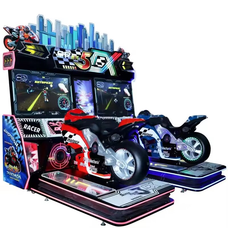 Arcade Game Manufacturer - 2-Player 5DX Racing Arcade Metal 220V Coin Operated Motorcycle Game