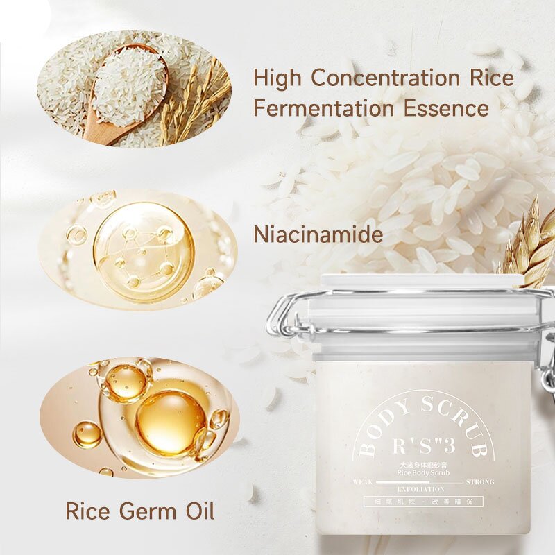 Body Scrub Manufacturer - Organic Vegan Rice Super Whitening Exfoliating for Dark Spots