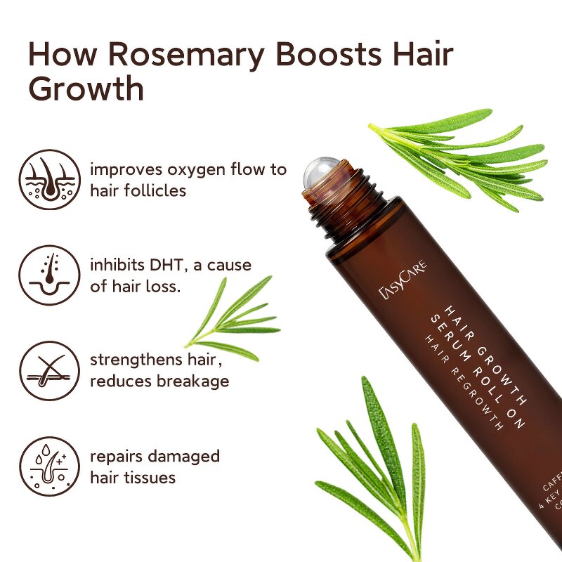Hair Growth Serum Manufacturer - Private Label 15ml Rosemary Roll on for Scalp Strengthening Regrowth