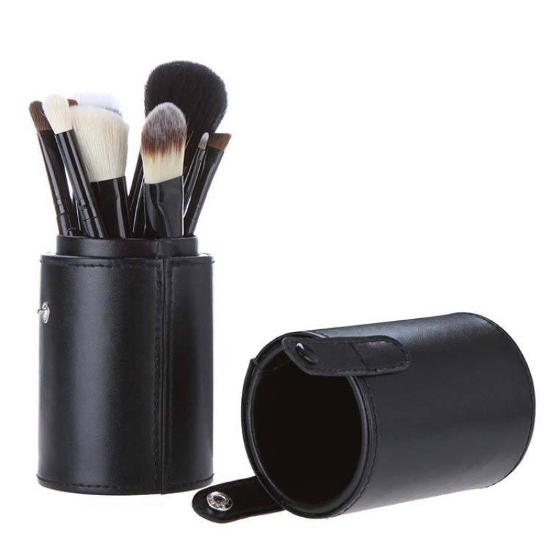 Makeup Brush Set Factory - OEM 12pcs Black Brush Set with Holder Vegan