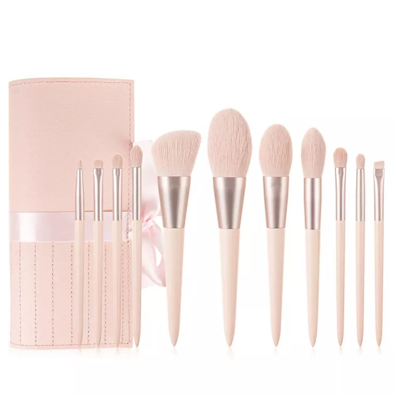 Makeup Brush Set Supplier - OEM Cosmetic Pink Synthetic 11pcs Brush Set