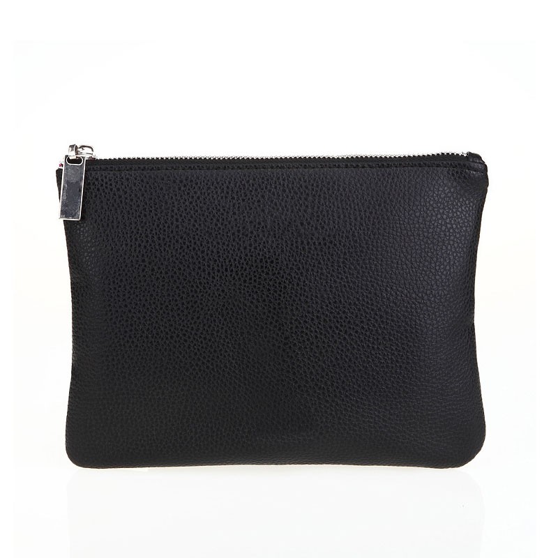 Makeup Bag Supplier - OEM Custom Logo Black Zipper Pu Leather Cosmetic Bag