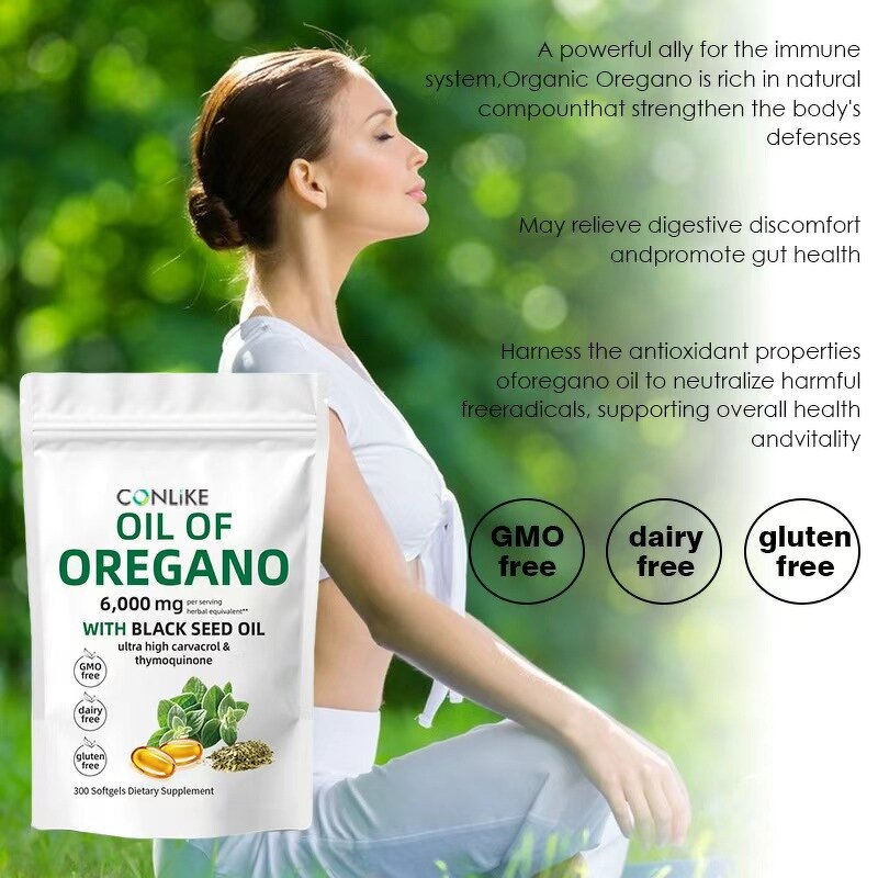 Softgel Capsule Manufacturer - OEM Oregano Oil Black Seed Intestinal Support 90% Food Grade