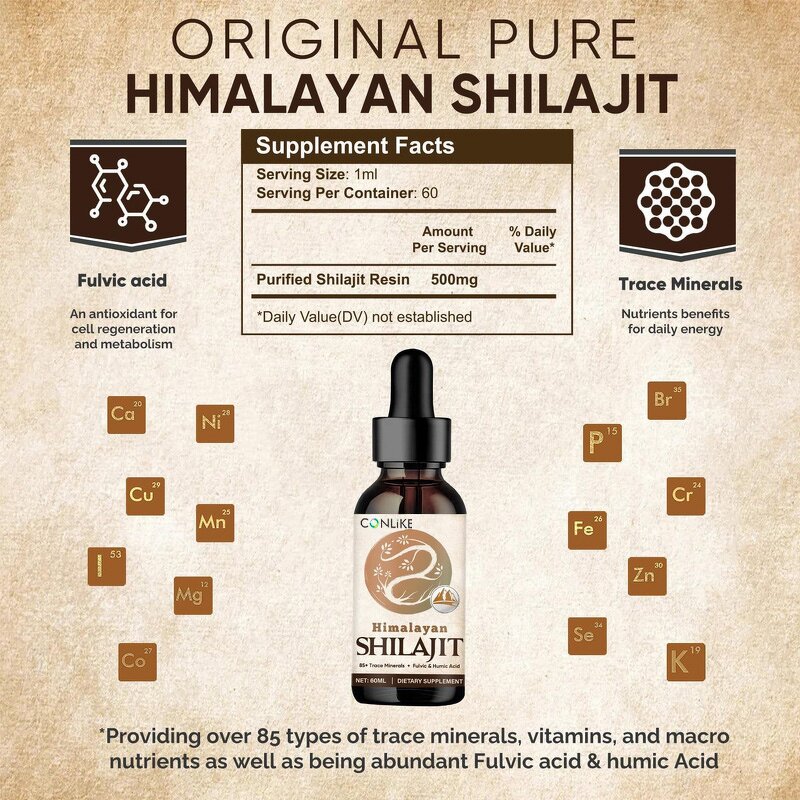 Liquid Drop Manufacturer - Private Label Shilajit Liquid 85 Minerals Fulvic Acid 60ml