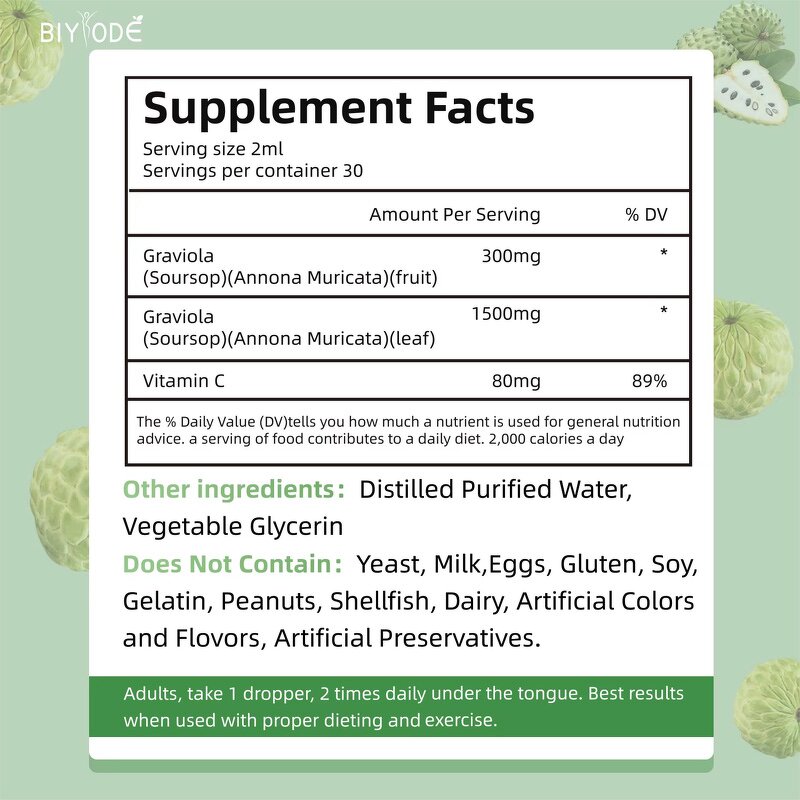 Liquid Drop Manufacturer - Wild Organic Soursop Graviola Extract Vitamin C Factory Direct