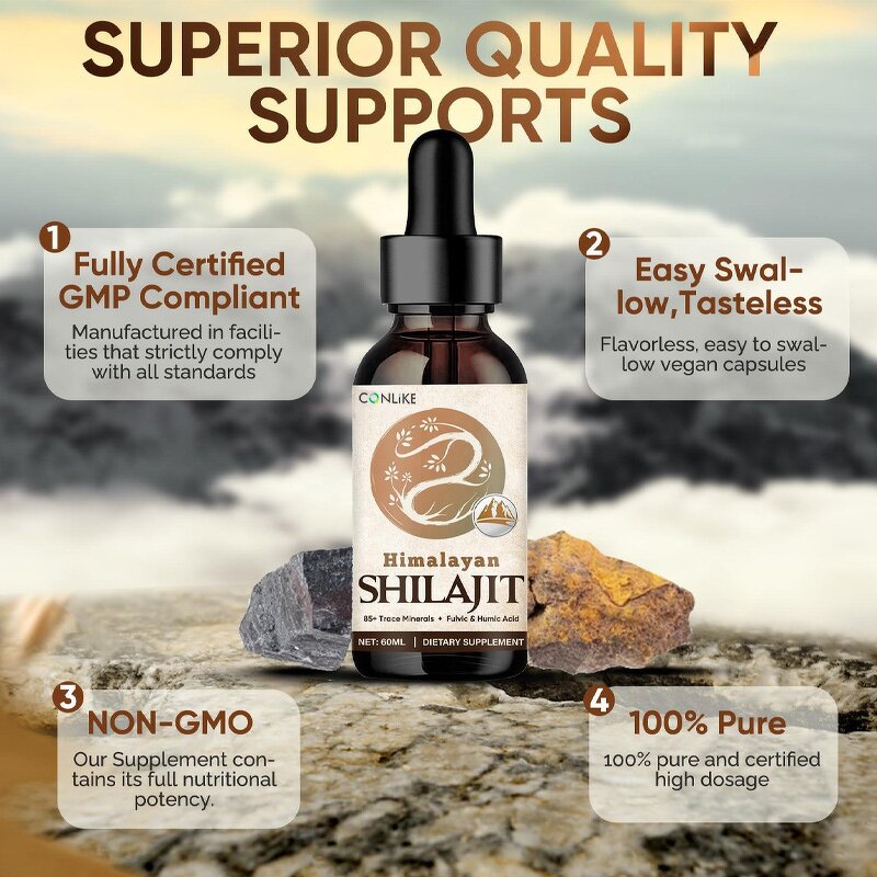 Liquid Drop Manufacturer - Pure Himalayan Shilajit Liquid 85 Minerals Antioxidant Adult