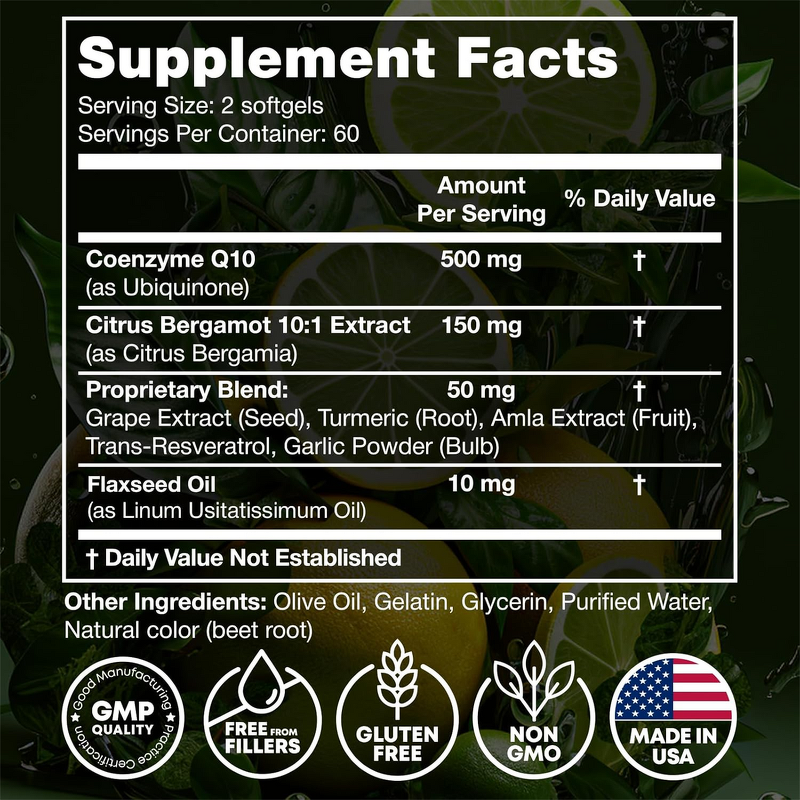 Softgel Capsule Manufacturer - High Absorption CoQ10 500MG Heart Energy Antioxidant 120 Count
