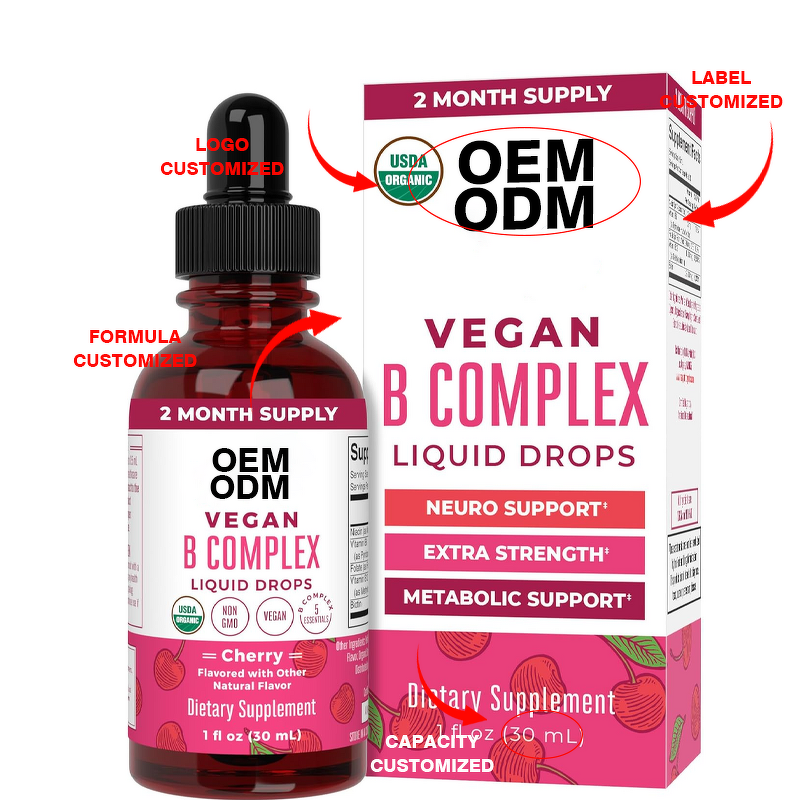 Liquid Drop Manufacturer - OEM B Complex Drops Biotin B12 Niacin Folate Metabolic Support