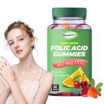 OEM Wholesale Folic Acid Gummies 60 Gummies for Blood Cells Support and Cognitive Function Support for Adults Herbal Supplement