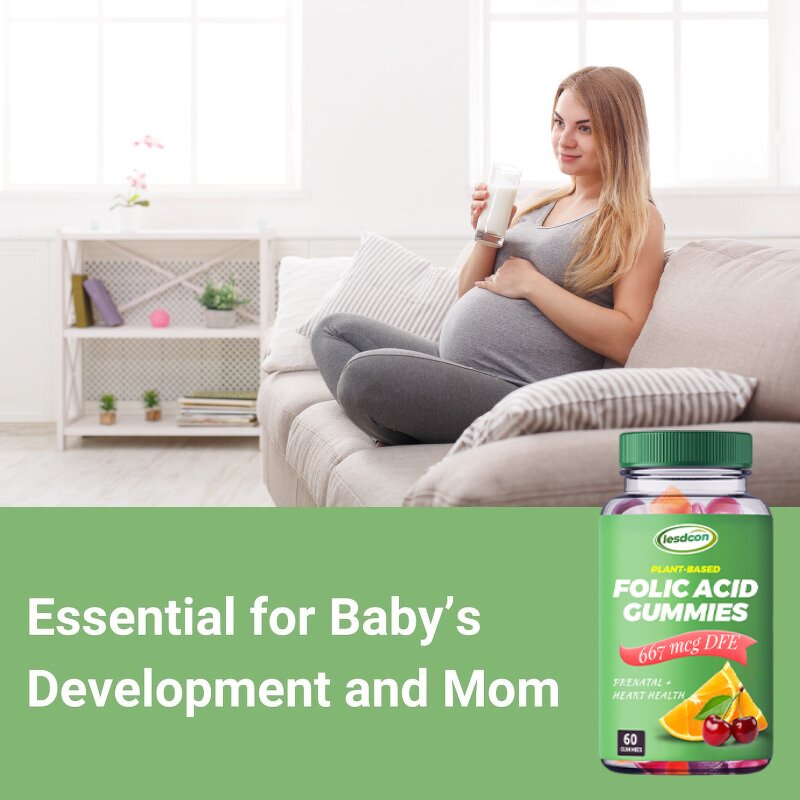 OEM Wholesale Folic Acid Gummies 60 Gummies for Blood Cells Support and Cognitive Function Support for Adults Herbal Supplement