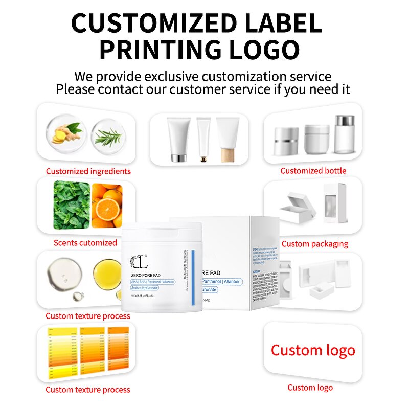 Facial Toner Pads - Zero Pore Exfoliation 4.5%AHA 0.45%BHA Lightening Allantoin Pore Care