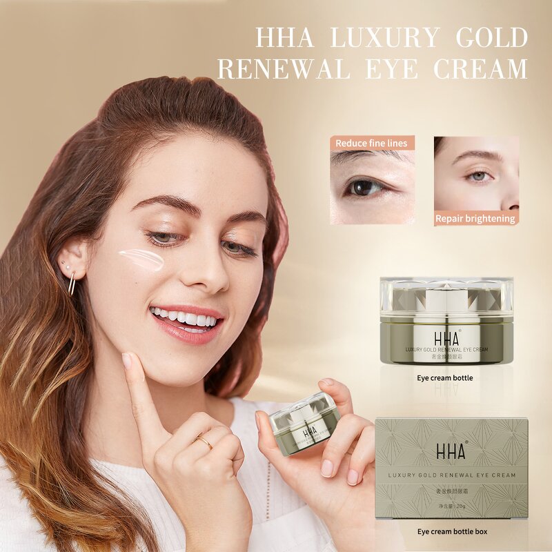 Retinal Gold Eye Cream Niacinamide Caffeine Roller Cooling Massage Reduce Puffiness Brighten Eye Dark Circles Firm Lift Hydrate