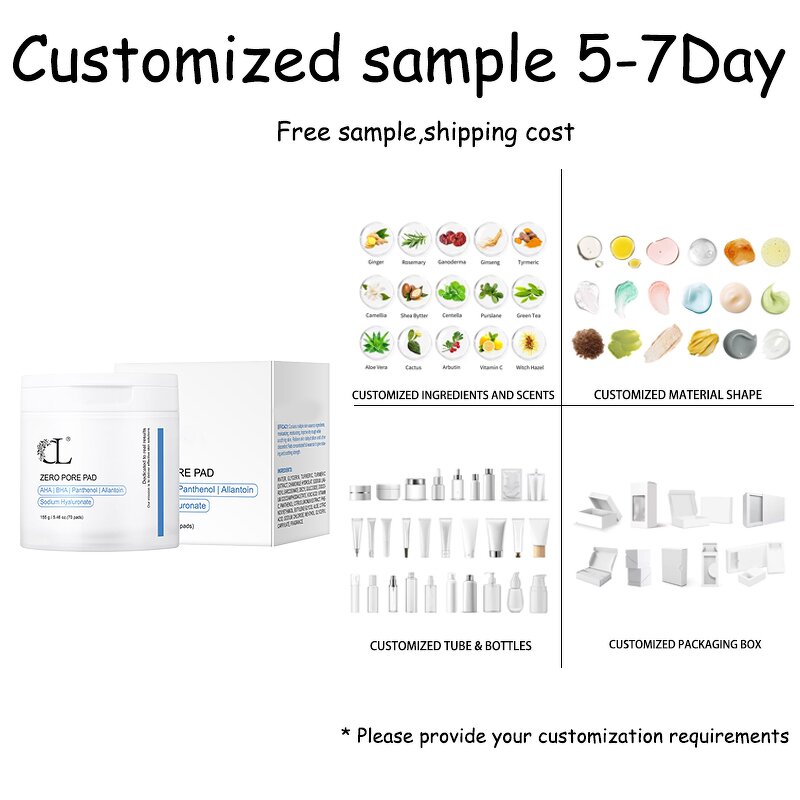 Facial Toner Pads - Zero Pore Exfoliation 4.5%AHA 0.45%BHA Lightening Allantoin Pore Care