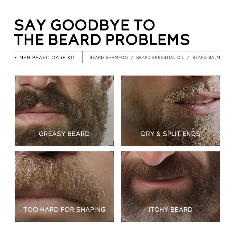 Men's Beard Care Set Manufacturer - OEM Customized 3-Piece Soft Skin Cosmetics in Gift Box