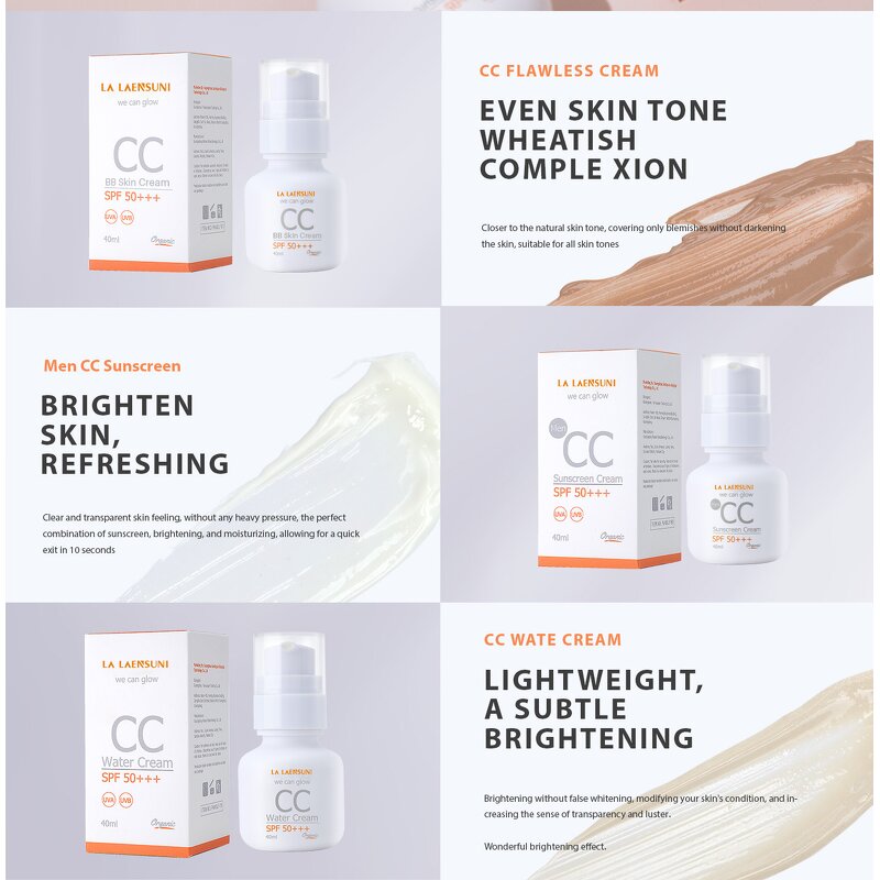 Men's Concealer Foundation Manufacturer - Lalaensuni 50SPF+++ CC BB Sunscreen Oil Control Waterproof