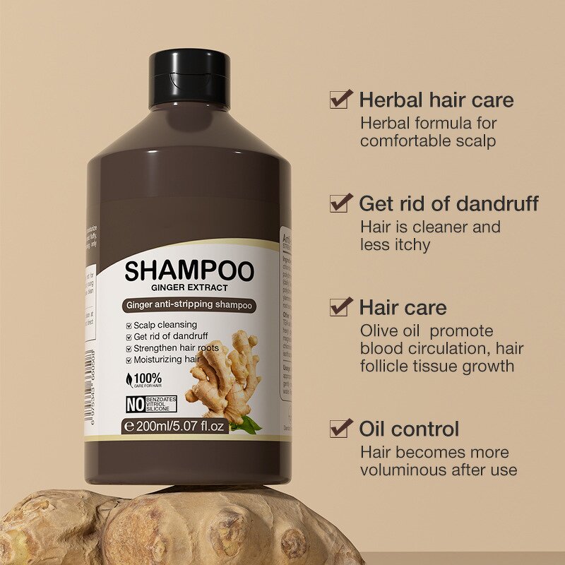 Ginger Shampoo Manufacturer - OEM Herbal for Home Use Prevents Hair Loss Controls Oil Soothes