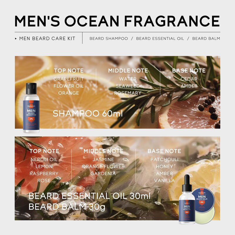 Men's Beard Care Set Manufacturer - OEM Customized 3-Piece Soft Skin Cosmetics in Gift Box